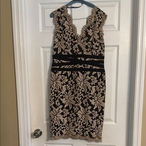 Elegant Black and Cream Lace Dress